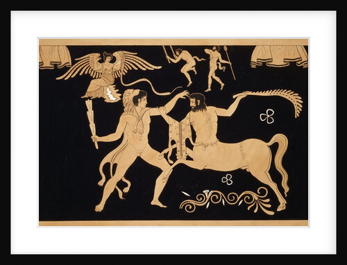 19th Century Antique Vase Illustration of Hercules Fighting Centaur Chiron by Anonymous