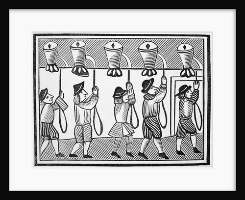 17th Century Woodcut of the Ringing of Bells in a Steeple by Anonymous