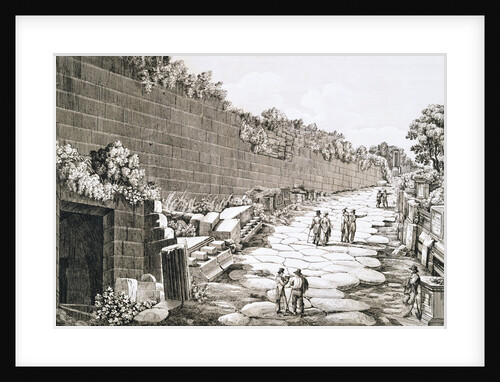 Etching of Tourists on Excavated Roman Road by Luigi Rossini