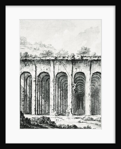 Engraving Depicting Surveyors Measuring a Roman Water Storage System by Giovanni Trevisan Volpato