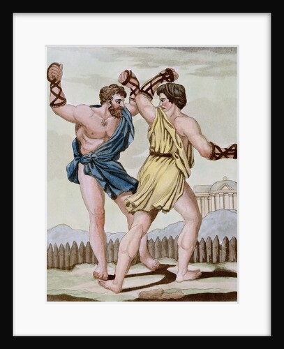 Color Print from Engraving Showing Gladiators Boxing by Jacques Grasset de Saint-Sauveur and L.F. Labrousse by Anonymous