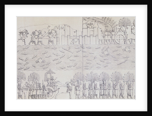 Book Illustration Showing Siege of City on River Banks at Kouyunjik by Anonymous