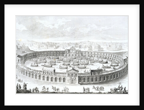 Engraving of Roman Boat Arena by Fischer von Erlach