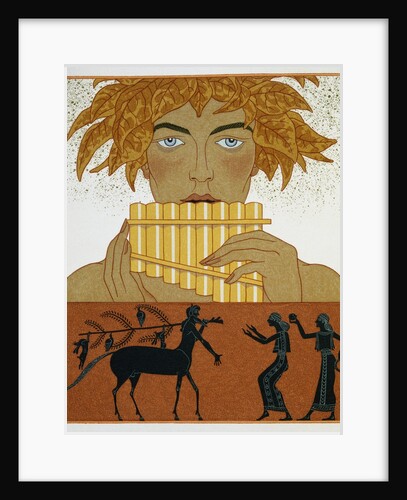 Book Illustration of a Woman Playing Panpipes and a Centaur Greeting Two Women by Georges Barbier