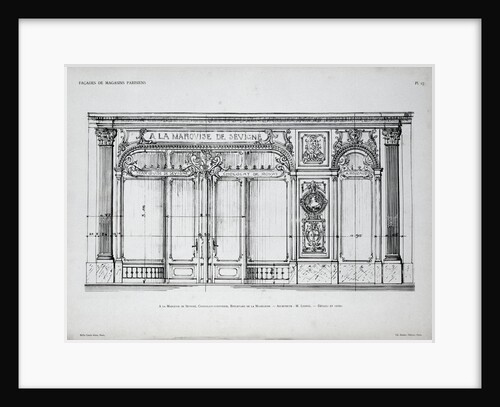 Plan of the Facade of the a la Marquise de Sevigne Shop in Paris by Anonymous