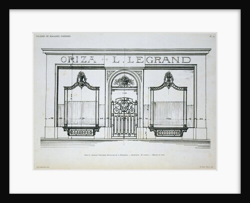 Plan of the Facade of the Oriza Shop in Paris by Anonymous