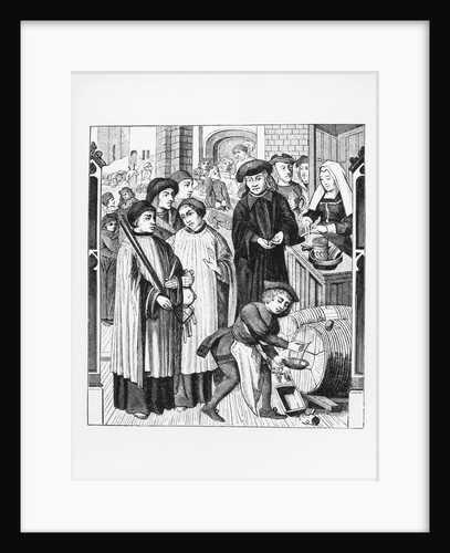 Copy of a 15th-Century Stained Glass Window in Tournai Cathedral Showing Dues on Wine Granted as a Tithe by Anonymous