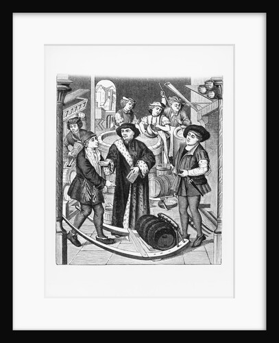 Copy of a 15th-Century Stained Glass Window in Tournai Cathedral Showing the Bishop of Tournai Receiving the Tithe of Beer by Anonymous