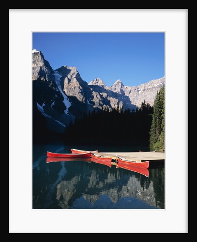 Red Canoes on Moraine Lake by Anonymous