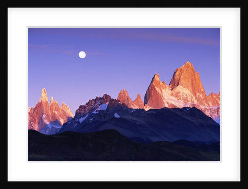 Moon Over Mount Torre and Mount Fitz Roy Peaks by Anonymous