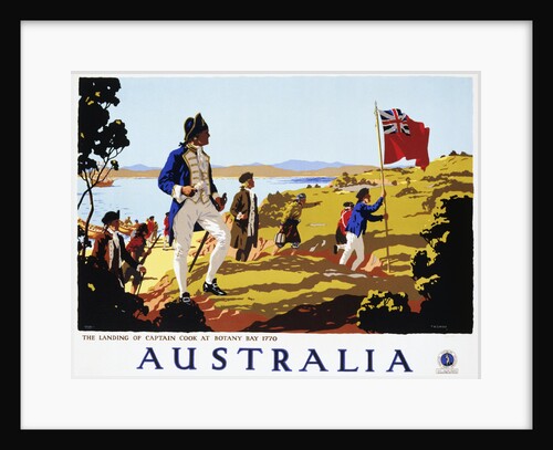 Poster for Australia Showing the Landing of Captain Cook at Botany Bay in 1770 by Trompf