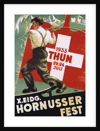 Poster for 1933 "Hornusser Fest" in Thun, Switzerland by Clare