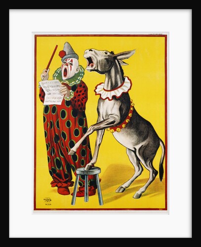 Poster Depicting a Clown and Donkey Singing by Anonymous