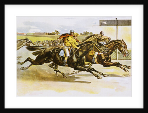 Late 19th Century Poster of Racehorses Crossing the Finish Line by Anonymous