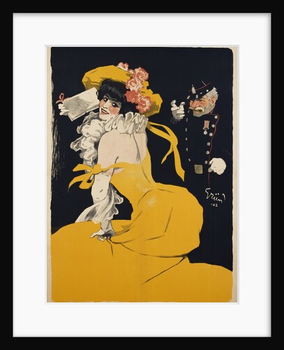 Poster of a Woman in a Yellow Dress by Jules Alexandre Grun