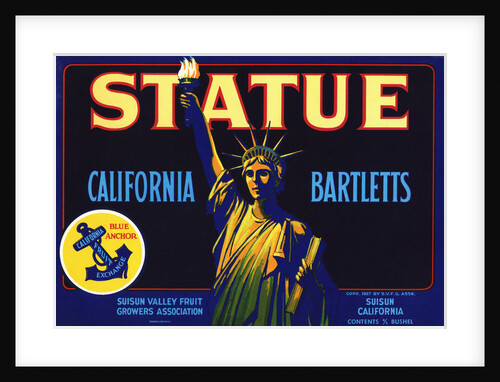 Statue California Bartletts Pear Fruit Crate Label by Anonymous