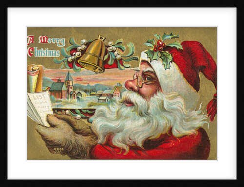 A Merry Christmas - Santa's List Postcard by Anonymous