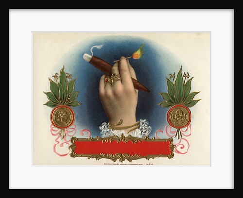 Cigar Box Label with Female Hand Holding a Match by Anonymous