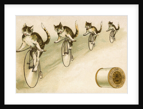J&P. Coats Trade Card with Cats Bicycling by Anonymous