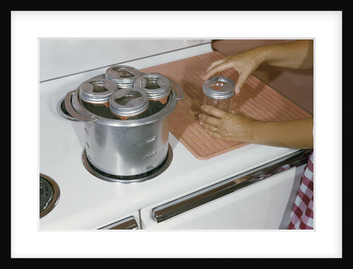 Woman Sterilizing Jars for Canning by Anonymous