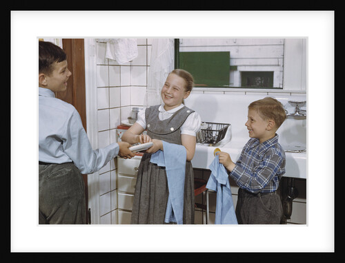 Siblings Drying Dishes by Anonymous
