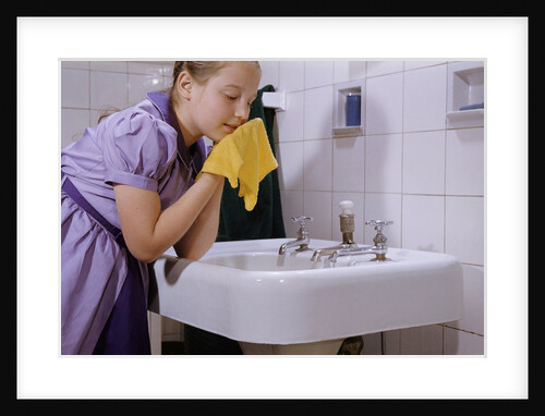 Girl Washing Her Face at Sink by Anonymous