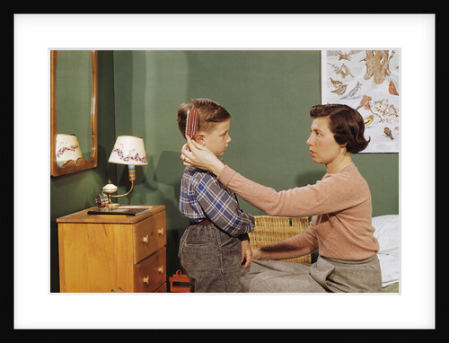 Mother Combing Son's Hair by Anonymous