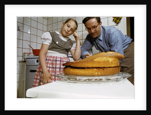 Father and Daughter Looking at Fallen Cake by Anonymous