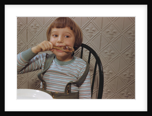 Girl Eating a Chicken Drumstick by Anonymous