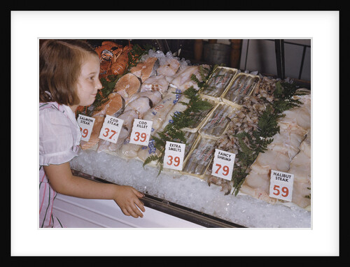 Girl Looking at Seafood Display by Anonymous