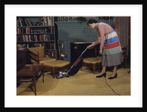 Woman Vacuuming Living Room by Anonymous