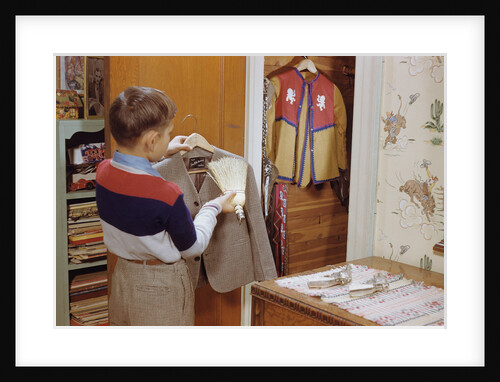 Boy Brushing His Suit Jacket by Anonymous