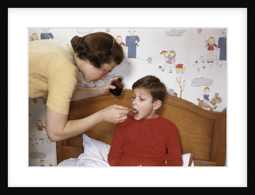 Mother Giving Her Son Medicine by Anonymous