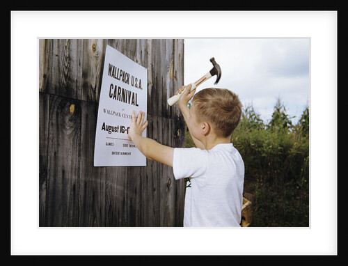 Boy Hammering Fair Sign by Anonymous