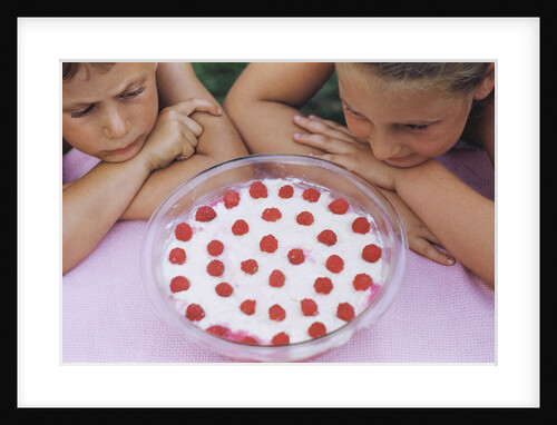 Children Eying Raspberry Dessert by Anonymous