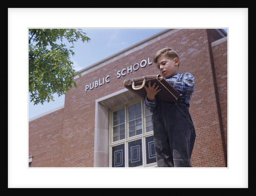 Boy Standing Outside School by Anonymous