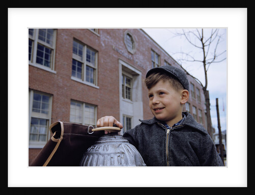 Boy Standing in Schoolyard by Anonymous