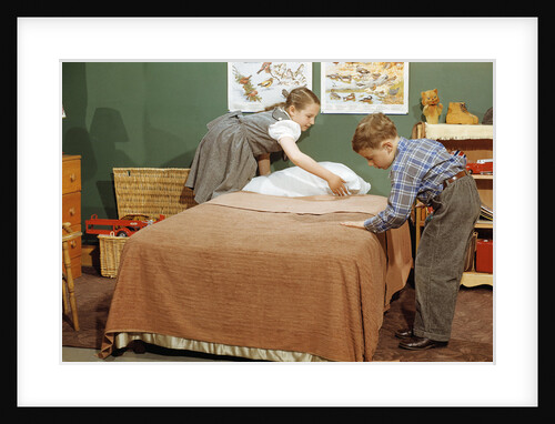 Children Making a Bed by Anonymous