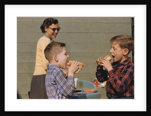 Boys Eating Hot Dogs by Anonymous