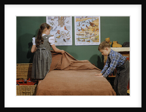 Children Making a Bed by Anonymous