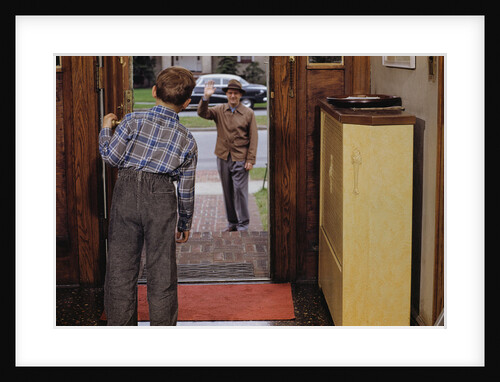 Father Waving Goodbye to Son by Anonymous