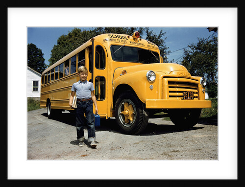 School Bus Dropping off Child at Home by Anonymous