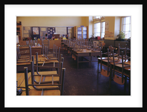 Classroom with Chairs on Desks by Anonymous