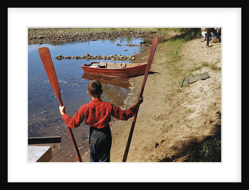 Boy Holding Oars by Anonymous