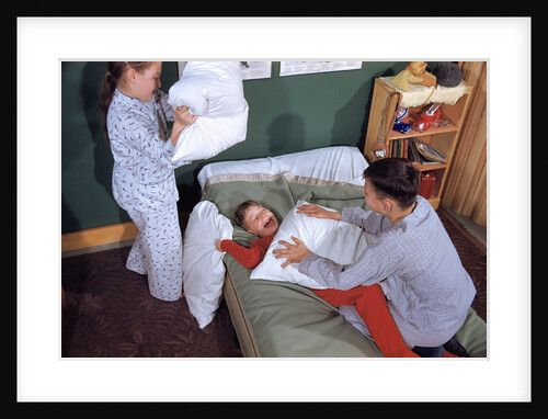 Siblings Having Pillow Fight by Anonymous