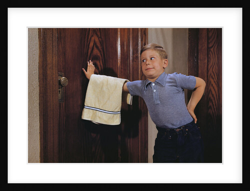 Boy Waiting to Enter Bathroom by Anonymous
