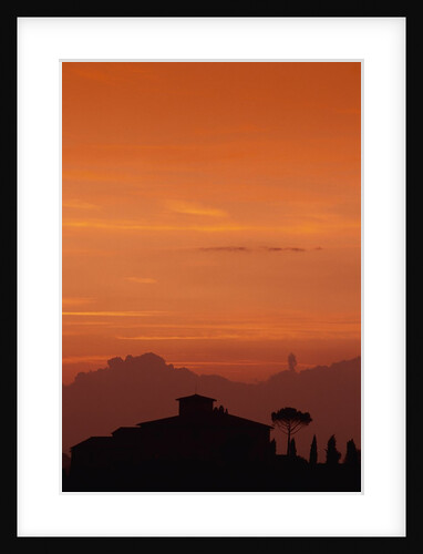 Farmhouse Silhouetted at Sunset by Anonymous
