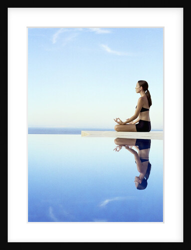 Woman Exercising on Swimming Pool Edge by Anonymous
