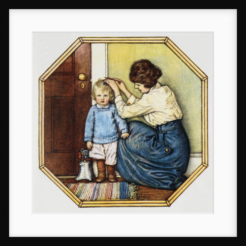 Illustration of Mother Measuring Child's Growth by John Rae