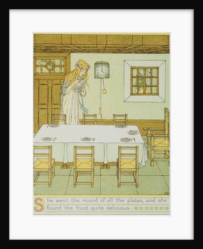 Book Illustration of Snowdrop Tasting the Dwarfs' Food by W.C. Drupsteen